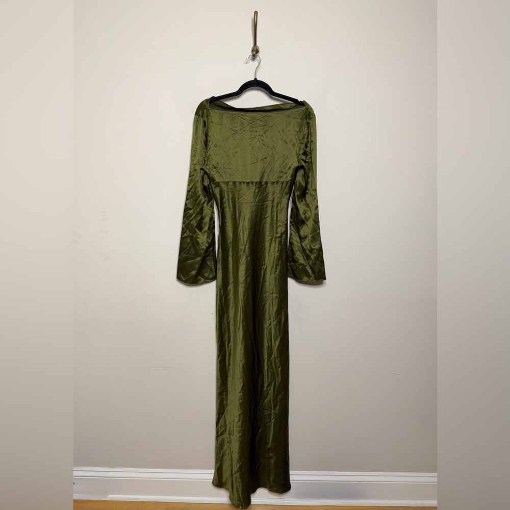 Reformation Pike Silk Maxi Dress Moss Garden Green - Picture 6 of 9